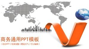 Fashion vitality orange and white three-dimensional wind background business general PPT template