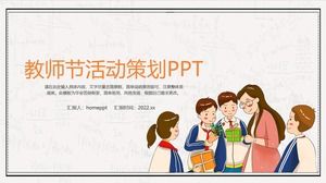 Creative cartoon digital formula background teacher's day event planning PPT template