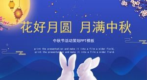 Plantilla PPT de planificación de eventos del Festival del Medio Otoño de fondo de conejo de luna de dibujos animados hermoso y elegante
