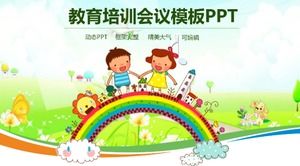 Warm and cute cartoon animation style children's education courseware PPT template