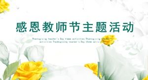 Plantilla PPT de actividades temáticas del día del maestro de flores de color verde amarillo