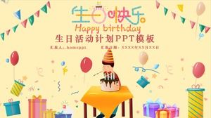 Creative cute cartoon animation style birthday event plan PPT template