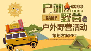 Șablon PPT pentru activități de camping în aer liber în stil camuflaj de desene animate