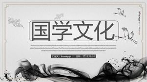 Klasik ve zarif mürekkep ve yıkama Çin tarzı Çin kültürü eğitim yazılımı PPT şablonu