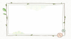 三朵小清新卡通植物藤蔓PPT邊框背景圖片