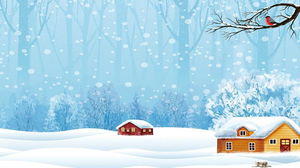 Два мультяшных зимних лесных домика РРТ фоновое изображение