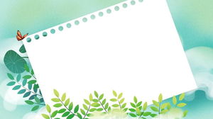Frisches grünes Blattpapier PPT-Hintergrundbild