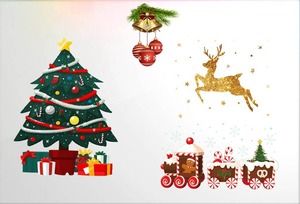 Materiale PPT del treno di Natale della renna dorata dell'albero di Natale