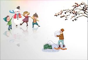 Caqui boneco de neve dos desenhos animados e outro material PPT de inverno