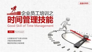 Time management skills PPT template with white three-dimensional villain background