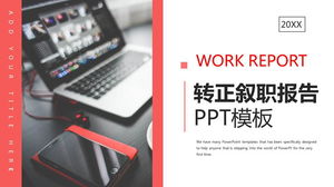 Template PPT laporan pembekalan gaya bisnis pencocokan warna merah dan hitam
