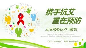Bergandengan tangan untuk memerangi AIDS dalam template PPT pencegahan