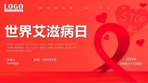 Templat PPT kegiatan publisitas Hari AIDS Sedunia Merah
