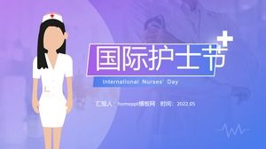 PPT-Vorlage zum Internationalen Tag der Krankenschwestern mit blauem und lila Farbverlauf