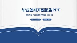 Otwórz księgę akademicki niebieski prosty i praktyczny szablon odpowiedzi otwarcia raportu ukończenia ppt