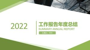 Zielony formularz biznesowy raport podsumowujący prace na koniec roku szablon ppt