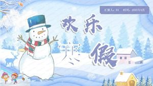青い喜び私の冬の休暇の生活漫画pptテンプレート