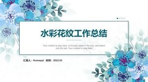 Watercolor flowers and leaves work summary report ppt template