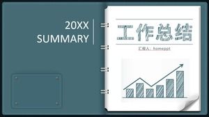 Creative hand-painted notebook style work summary PPT template