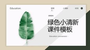 Fresh and elegant green leaves PPT template