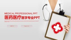 Red concise doctor nurse work summary PPT template