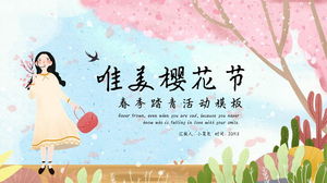 Templat PPT Perencanaan Kegiatan Tamasya Musim Semi Festival Bunga Sakura yang Indah