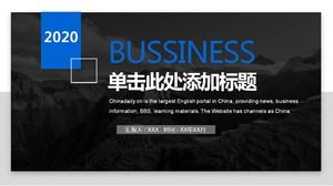 雰囲気のある青と黒のビジネスレポートPPTテンプレート
