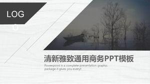 Szara elegancka łódź jezioro tło prezentacja biznesowa szablon PPT