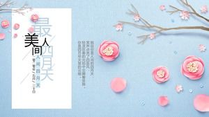 Frische und schöne blaue und rosa Blumen PPT-Vorlage