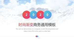 Snow mountain background fashion bright red and blue business universal ppt template