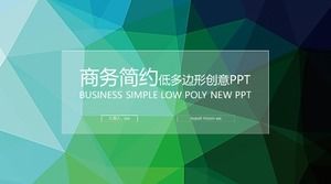 Template ppt laporan kerja bisnis datar latar belakang poligon rendah hijau