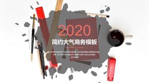 Inkjet art creative simple atmosphere flat wind business report ppt template