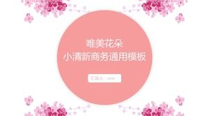 Beautiful pink flowers small fresh business work report ppt template