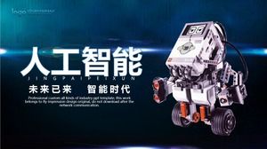 Modelo de PPT de lançamento de marca de publicidade corporativa de robô de inteligência artificial
