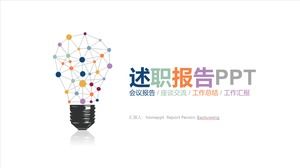 Kreatywna kolorowa żarówka raport z raportem o konkursie pracy szablon PPT