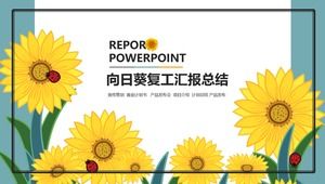 Sunflower background business resumption report summary ppt template