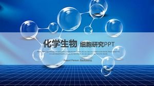 Modello PPT di ricerca sulle cellule a catena biologica chimica blu
