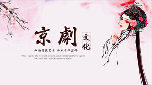 Șablon PPT de cultura de operă din Peking în stil chinezesc roz dinamic
