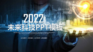 Template PPT laporan kerja teknologi biru bisnis