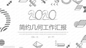 2020 schwarz-weiß einfacher geometrischer Arbeitsbericht ppt-Vorlage