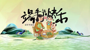 Dynamiczne animowane spotkanie tematyczne Dragon Boat Festival szablon PPT