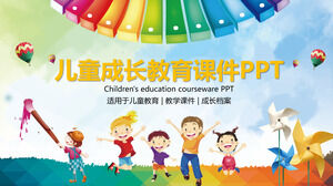 Çizgi film çocukların büyüme eğitimi eğitim yazılımı PPT şablonu
