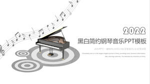 Modelo de PPT de treinamento de educação de arte de música de performance de piano de moda simples preto e branco