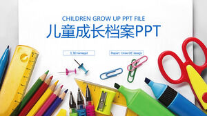 Template PPT file pertumbuhan pendidikan kartun biru dan putih