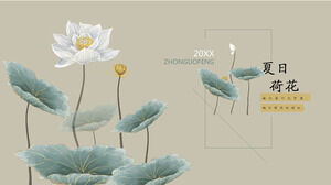 Elegancki klasyczny styl letni szablon PPT lotosu