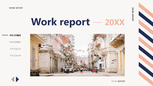 Modelo PPT de relatório de resumo de trabalho de meio ano de estilo web laranja azul retrô