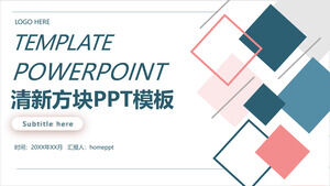 Roter und blauer quadratischer Hintergrund Geschäftsbericht PPT-Vorlage kostenloser Download