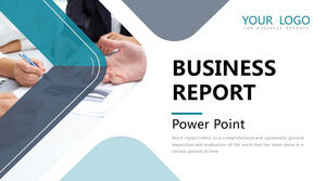 Green rounded European and American business report PPT template
