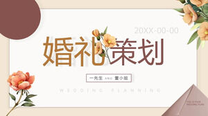 Plantilla PPT de planificación de bodas con fondo floral de acuarela