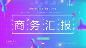 Mode template PPT laporan bisnis latar belakang gradien biru dan ungu